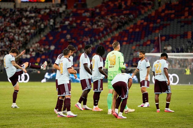 HONGKONG-SOCCER Team of Aston Villa before a match of FC Bayern Munich VS Aston Villa at Kai Tan Stadium during the Audi Football Summit 2026 in Hong Kong, August 7, 2026. NEXPHER Vernon Yuen HONG KONG
