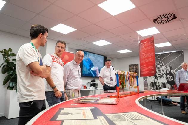 the preview of the exhibition from Ivo to Mondo on the history of the Memorial and life of Ivo Van Damme, on Friday 7 August 2026, in Brussels. The 50th edition of the Allianz Memorial Van Damme athletics meeting takes place on 4 and 5 September 2026. MARIUS BURGELMAN MariusxBurgelman  x182895832x