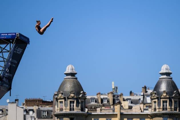 260807 Ginni Van Katwijk of Netherlands competes in women™s high diving 20m platform round 1 during day eight of the 2026 European Aquatics Championships on August 7, 2026 in Paris. Photo: Joel Marklund BILDBYRAN kod JM JM0834 bbeng simhopp diving high diving höga hopp 2026 european aquatics championships em dam *** August 7, 2026: Ginni Van Katwijk of the Netherlands competes in the women’s 20-meter platform high diving Round 1 during Day 8 of the 2026 European Aquatics Championships on August 7, 2026 in Paris. Photo by Joel Marklund. BILDBYRAN code JM JM0834 bbeng diving high diving 2026 European Aquatics Championships women’s  Copyright: JOELxMARKLUND BB260807JM006