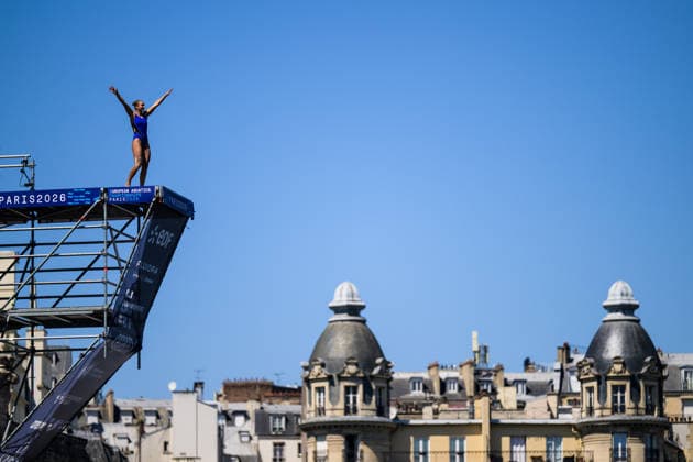 260807 Nelli Chukanivska of Ukraine waves to the crowd when competing in women™s high diving 20m platform round 1 during day eight of the 2026 European Aquatics Championships on August 7, 2026 in Paris. Photo: Joel Marklund BILDBYRAN kod JM JM0834 bbeng simhopp diving high diving höga hopp 2026 european aquatics championships em dam *** August 7, 2026: Nelli Chukanivska of Ukraine waves to the crowd while competing in the women’s 20-meter platform high diving Round 1 on the eighth day of the 2026 European Aquatics Championships on August 7, 2026 in Paris. Photo by Joel Marklund. BILDBYRAN code JM JM0834 bbeng diving high diving 2026 European Aquatics Championships European Championships women’s  Copyright: JOELxMARKLUND BB260807JM009