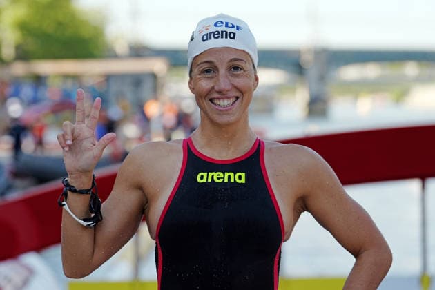 Women s 3km Knockout Sprint,Ginevra TADDEUCCI from Italy at the European Aquatics Championships Paris 2026, Paris, August 07, 2026 .  Copyright: xGianxMattiaxD Alberto LaPressex