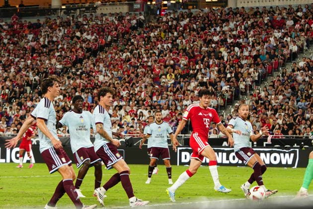 RECORD DATE NOT STATED HONG KONG-SPORTS BAYERN-ASTON-VILLA A general view shows match action during the first half of the exhibition football match between Bayern Munich and Aston Villa at the Kai Tak Stadium on August 7, 2026 in Hong Kong. Bayern Munich led 1-0 at the end of the first half thanks to a 37th-minute goal by Kim Min-jae. (Photo by Zulu Lo TMHK via Nexpher Images) Hong Kong