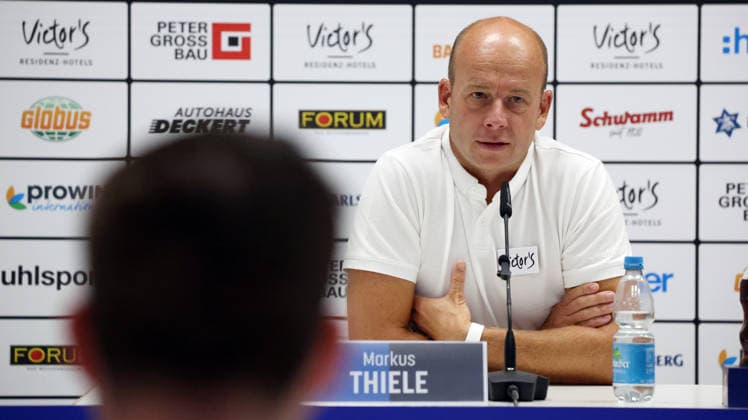 07.08.2026, xrekx, Fussball 3.Liga, 1. FC Saarbruecken - Pressekonferenz mit Sportvorstand Markus Thiele v.l. Markus Thiele Sportvorstand (1.FC Saarbruecken) (DFL DFB REGULATIONS PROHIBIT ANY USE OF PHOTOGRAPHS as IMAGE SEQUENCES and or QUASI-VIDEO) Saarbruecken *** August 7, 2026, xrekx, Soccer 3rd Division, 1 FC Saarbrücken Press Conference with Sporting Director Markus Thiele (from left) Markus Thiele, Sporting Director of 1 FC Saarbrücken. DFL and DFB regulations prohibit any use of photographs as image sequences and or quasi-video. Saarbrücken