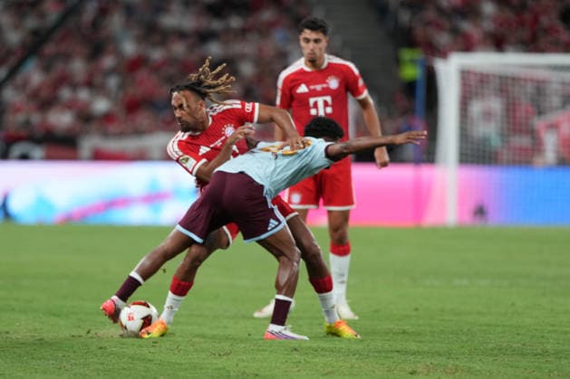 Audi Football Summit 2026: FC Bayern Munich VS Aston Villa Sacha Boey of FC Bayern Munich during a match of FC Bayern Munich VS Aston Villa at Kai Tan Stadium during the Audi Football Summit 2026 on August 7, 2026 in Hong Kong. (Photo by Ellan Mad Nexpher Images) Hong Kong