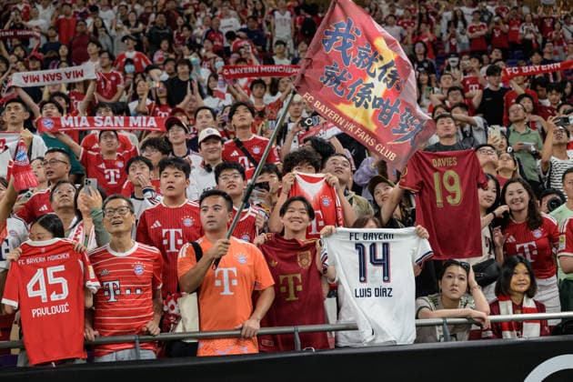 August 7, 2026, Hong Kong, Hong Kong: Bayern Munich celebrate in the pre season 2026-2027 match in Hong Kong. Audi Football Summit Bayern Munich vs Aston Villa Hong Kong Hong Kong Hong Kong - ZUMAr144 20260807_zap_r144_022 Copyright: xJaynexRussellx