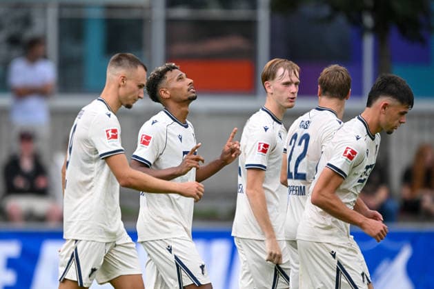 SOCCER - Hoffenheim vs Gladbach, test match SCHWAZ,AUSTRIA,07.AUG.26 - SOCCER - 1. DFL, 1. Deutsche Bundesliga, TSG Hoffenheim vs Borussia Mönchengladbach, test match. Image shows the rejoicing of Bambase Conte (Hoffenheim).  GEPAxpictures xDanielxSchoenherr