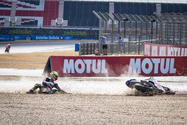 RECORD DATE NOT STATED 7th August 2026; Silverstone Circuit, Northamptonshire, England; 2026 MotoGP Grand Prix of Great Britain, Free Practice Day; Alberto Ferrandez of the BLU CRU Pramac Yamaha Moto2 Team slides off the track into the gravel GodfreyxPitt