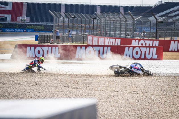 RECORD DATE NOT STATED 7th August 2026; Silverstone Circuit, Northamptonshire, England; 2026 MotoGP Grand Prix of Great Britain, Free Practice Day; Alberto Ferrandez of the BLU CRU Pramac Yamaha Moto2 Team slides off the track into the gravel GodfreyxPitt
