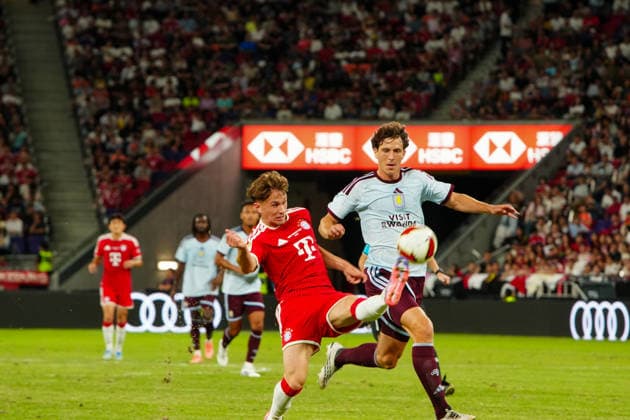 HONG KONG-SPORTS BAYERN-ASTON-VILLA A general view shows match action during the first half of the exhibition football match between Bayern Munich and Aston Villa at the Kai Tak Stadium on August 7, 2026 in Hong Kong. Bayern Munich led 1-0 at the end of the first half thanks to a 37th-minute goal by Kim Min-jae. (Photo by Zulu Lo TMHK via Nexpher Images) Hong Kong