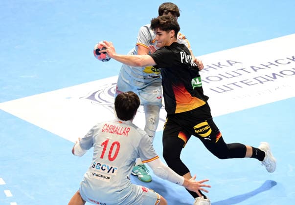 U18 GERMANY vs SPAIN JULIUS POTHKE, young handball player of U18 Germany, during the semi final match of European Championship, EM, Europameisterschaft against Spain, at Aleksandar Nikolic Hall. Belgrade, 07.08.2026. photo: Nebojsa Parausic MN Press HANDBALL, MEN™S U18 EHF EURO 2026, GERMANY, SPAIN Belgrade Hall Aleksandar Nikolic Serbia Copyright: xNebojsaxParausicx xMNxPressx