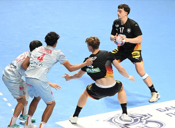 U18 GERMANY vs SPAIN TOMA GADZA, young handball player of U18 Germany, during the semi final match of European Championship, EM, Europameisterschaft against Spain, at Aleksandar Nikolic Hall. Belgrade, 07.08.2026. photo: Nebojsa Parausic MN Press HANDBALL, MEN™S U18 EHF EURO 2026, GERMANY, SPAIN Belgrade Hall Aleksandar Nikolic Serbia Copyright: xNebojsaxParausicx xMNxPressx