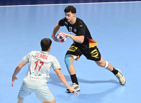 U18 GERMANY vs SPAIN TOMA GADZA, young handball player of U18 Germany, during the semi final match of European Championship, EM, Europameisterschaft against Spain, at Aleksandar Nikolic Hall. Belgrade, 07.08.2026. photo: Nebojsa Parausic MN Press HANDBALL, MEN™S U18 EHF EURO 2026, GERMANY, SPAIN Belgrade Hall Aleksandar Nikolic Serbia Copyright: xNebojsaxParausicx xMNxPressx