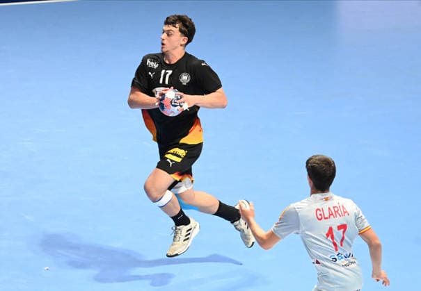 U18 GERMANY vs SPAIN TOMA GADZA, young handball player of U18 Germany, during the semi final match of European Championship, EM, Europameisterschaft against Spain, at Aleksandar Nikolic Hall. Belgrade, 07.08.2026. photo: Nebojsa Parausic MN Press HANDBALL, MEN™S U18 EHF EURO 2026, GERMANY, SPAIN Belgrade Hall Aleksandar Nikolic Serbia Copyright: xNebojsaxParausicx xMNxPressx