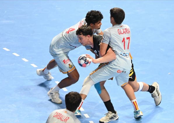 U18 GERMANY vs SPAIN TOMA GADZA, young handball player of U18 Germany, during the semi final match of European Championship, EM, Europameisterschaft against Spain, at Aleksandar Nikolic Hall. Belgrade, 07.08.2026. photo: Nebojsa Parausic MN Press HANDBALL, MEN™S U18 EHF EURO 2026, GERMANY, SPAIN Belgrade Hall Aleksandar Nikolic Serbia Copyright: xNebojsaxParausicx xMNxPressx