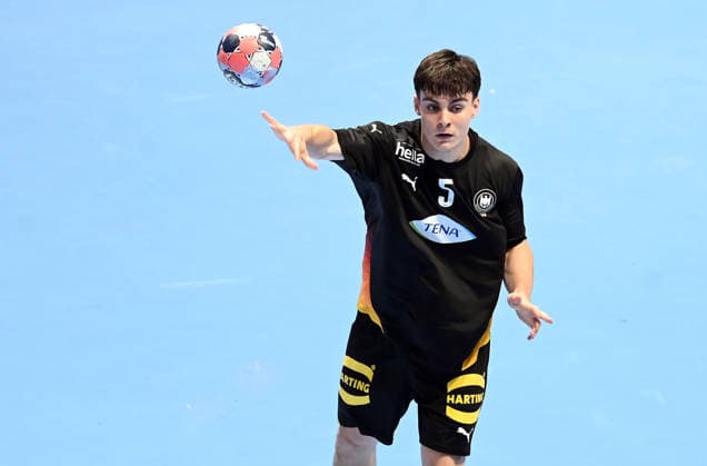 U18 GERMANY vs SPAIN TIM BENNET THIELICKE, young handball player of U18 Germany, during the semi final match of European Championship, EM, Europameisterschaft against Spain, at Aleksandar Nikolic Hall. Belgrade, 07.08.2026. photo: Nebojsa Parausic MN Press HANDBALL, MEN™S U18 EHF EURO 2026, GERMANY, SPAIN Belgrade Hall Aleksandar Nikolic Serbia Copyright: xNebojsaxParausicx xMNxPressx