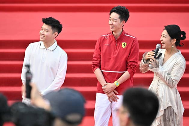 TAIYUAN, CHINA - AUGUST 07: Zhao Xintong (L) and Wu Yize (C) pose on the red carpet during the opening ceremony of the 2026 World Snooker China Open at Binhe Sports Center on August 7, 2026 in Taiyuan, Shanxi Province of China. The tournament features top snooker players competing for the championship title.  Copyright: xChinaxNewsxServicex 111658662173