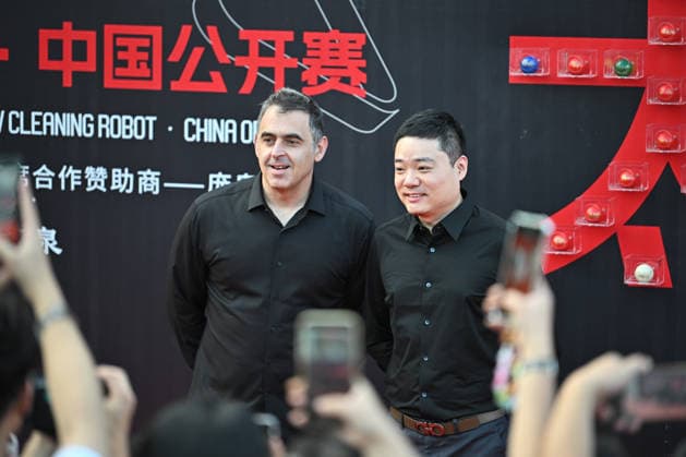 TAIYUAN, CHINA - AUGUST 07: Ding Junhui (R) and Ronnie O Sullivan (L) attend the red carpet event for the opening ceremony of the 2026 World Snooker China Open on August 7, 2026 in Taiyuan, Shanxi Province of China. The tournament is held at the Binhe Sports Center.  Copyright: xChinaxNewsxServicex 111658662233