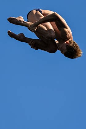 Pierrick Schafer of Switzerland competes in the High Diving Men s 20m Final during the European Aquatics Championships at the Olympic Aquatic Center in Paris (France), August 7, 2026. Giorgio Scala DBM - Deepbluemedia Insidefoto