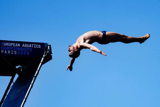 Men s High Diving, Jean-David DUVAL from Switzerland at the European Aquatics Championships Paris 2026, Paris, August 07, 2026 .  Copyright: xGianxMattiaxD Alberto LaPressex
