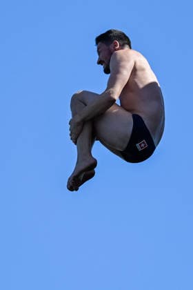 Jean-David Duval of Switzerland competes in the High Diving Men s 20m Final during the European Aquatics Championships at the Olympic Aquatic Center in Paris (France), August 7, 2026. Giorgio Scala DBM - Deepbluemedia Insidefoto