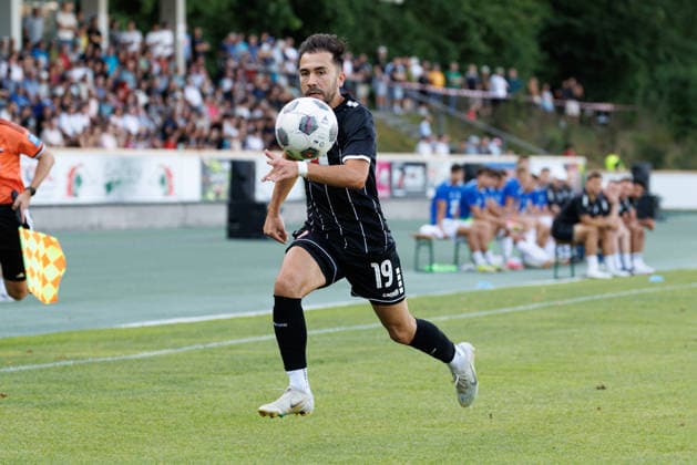 Furkan Kircicek (19, TSV Landsberg) beim Spiel zwischen TSV Landsberg v FV Illertissen 1921, Fussball, Herren, Regionalliga Bayern, 2026 2027, 3.Spieltag am 07.08.2026 in Landsberg am Lech, Sportpark. Bayern Deutschland *** Furkan Kircicek, 19, TSV Landsberg, during the match between TSV Landsberg and FV Illertissen 1921, soccer, men s, Bavarian Regional League, 2026–2027, Matchday 3 on August 7, 2026, in Landsberg am Lech, Sportpark, Bavaria, Germany