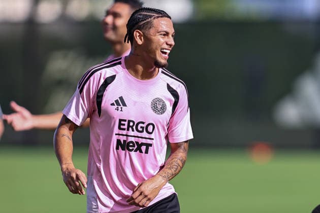 FORT LAUDERDALE, FL - AUGUST 07: David Ruiz 41 of Inter Miami CF is seen during an Inter Miami Training Session at Florida Blue Training Center on August 07, 2026 in Fort Lauderdale, Florida. (Photo by Chris Arjoon Icon Sportswire) SOCCER: AUG 07 Inter Miami CF Training EDITORIAL USE ONLY Icon26080700000043