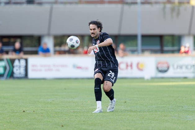 David Bauer (29, TSV Landsberg) beim Spiel zwischen TSV Landsberg v FV Illertissen 1921, Fussball, Herren, Regionalliga Bayern, 2026 2027, 3.Spieltag am 07.08.2026 in Landsberg am Lech, Sportpark. Bayern Deutschland *** David Bauer, 29, TSV Landsberg, during the match between TSV Landsberg and FV Illertissen 1921, soccer, men s, Bavarian Regional League, 2026–2027, Matchday 3 on August 7, 2026, in Landsberg am Lech, Sportpark, Bavaria, Germany