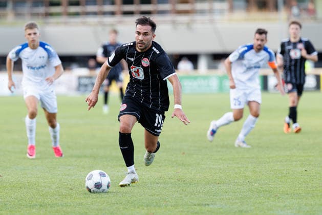 Furkan Kircicek (19, TSV Landsberg) beim Spiel zwischen TSV Landsberg v FV Illertissen 1921, Fussball, Herren, Regionalliga Bayern, 2026 2027, 3.Spieltag am 07.08.2026 in Landsberg am Lech, Sportpark. Bayern Deutschland *** Furkan Kircicek, 19, TSV Landsberg, during the match between TSV Landsberg and FV Illertissen 1921, soccer, men s, Bavarian Regional League, 2026–2027, Matchday 3 on August 7, 2026, in Landsberg am Lech, Sportpark, Bavaria, Germany