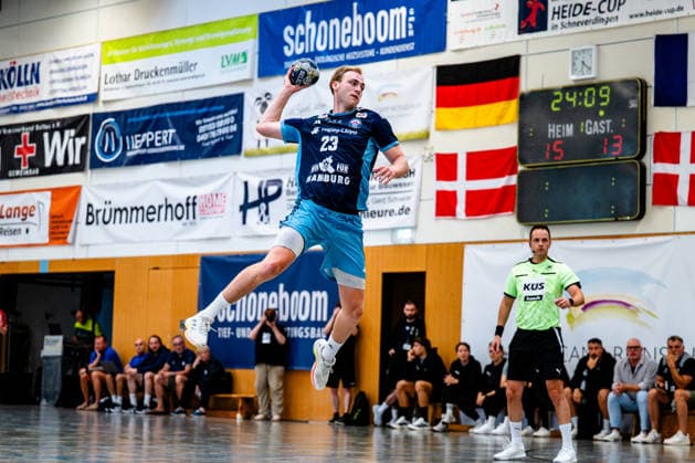 07.08.2026, xdobgx, Handball Heide-Cup 2026, HSV Hamburg - HOJ Elite v.l. Einar Olafsson (Handball Verein Hamburg, 23) beim Wurf, in action, throwing Schneverdingen *** August 7, 2026, xdobgx, 2026 Heide Cup Handball Tournament, HSV Hamburg HOJ Elite vs. Einar Olafsson Handball Sport Verein Hamburg, No. 23 taking a shot, in action, shooting at Schneverdingen