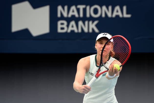 August 7, 2026, Toronto, Ontario, Canada: ELENA RYBAKINA of Kazakhstan serves the ball during her third-round match against Ann Li of the United States at the National Bank Open, part of the Hologic WTA, Tennis Damen Tour, at Sobeys Stadium. Toronto Canada - ZUMAr228 20260807_znp_r228_001 Copyright: xVasiliyxRyabykhx