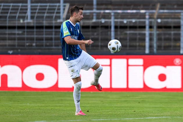 2026.08.07, xkwix, Fußball, Regionalliga West, FC Gütersloh - VfL Bochum II, Heidewaldstadion, 2.Spieltag, Saison 2026 2027: Patrik Twardzik (FC Gütersloh 18) beim Torschuss DFB regulations prohibit any use of photographs as image sequences and or quasi-video. Photo: xKamilxWilkowskixPressefotoKochx Nordrhein-Westfalen Deutschland *** August 7, 2026, xkwix, Soccer, Regionalliga West, FC Gütersloh vs. VfL Bochum II, Heidewaldstadion, Matchday 2, 2026–2027 Season: Patrik Twardzik of FC Gütersloh takes a shot on goal. DFB regulations prohibit any use of photographs as image sequences and or quasi-video. Photo: xKamilxWilkowskixPressefotoKochx, North Rhine-Westphalia, Germany