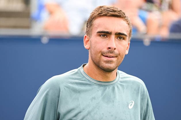 MONTREAL, QC - AUGUST 07: Look on Daniel Merida (ESP) during a third round match at National Bank Open on August 07, 2026 at IGA Stadium in Montreal, QC (Photo by David Kirouac Icon Sportswire) TENNIS: AUG 07 National Bank Open EDITORIAL USE ONLY Icon26080700726