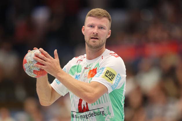 07.08.2026, xtgx, Handball Turnier, EHV Aue - SC Magdeburg emspor, v.l. Philipp Weber (Magdeburg, 20) Lößnitz *** August 7, 2026, xtgx, Handball Tournament, EHV Aue vs. SC Magdeburg emspor, from left: Philipp Weber (Magdeburg), 20 Lößnitz