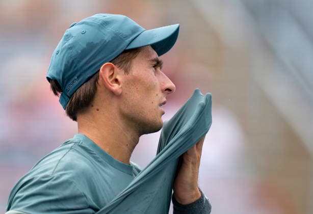 August 7, 2026, Montreal, Pq, Canada: Matteo Arnaldi of Italy reacts during his game against Tallon Griekspoor of the Netherlands during third round tennis action at the National Bank Open in Montreal on Friday, Aug. 7, 2026. Canada News - August 7, 2026  - ZUMAc35_ 20260807_zaf_c35_014 Copyright: xChristinnexMuschix
