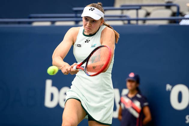 August 7, 2026, Toronto, Ontario, Canada: ELENA RYBAKINA of Kazakhstan returns the ball during her third-round match against Ann Li of the United States at the National Bank Open, part of the Hologic WTA, Tennis Damen Tour, at Sobeys Stadium. Toronto Canada - ZUMAr228 20260807_znp_r228_007 Copyright: xVasiliyxRyabykhx