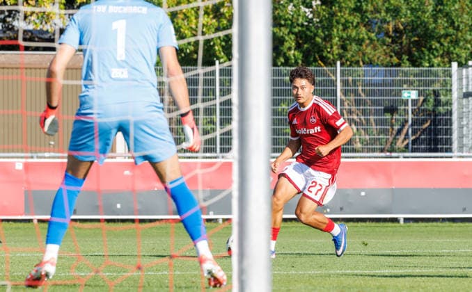 07.08.2026 - Fussball - Saison 2026 2027 - Regionalliga Bayern - 03. Spieltag: 1. FC Nürnberg FCN II ( Club ) - TSV Buchbach - DaMa - xdaxmax - Ludwig Zech (1, TSV Buchbach ) Justin von der Hitz (27, 1. FC Nürnberg FCN II ) *** August 7, 2026 Soccer Season 2026–2027 Bavarian Regional League 03 Matchday 1 FC Nuremberg FCN II Club TSV Buchbach Women s Team xdaxmax Ludwig Zech 1, TSV Buchbach Justin von der Hitz 27, 1 FC Nuremberg FCN II
