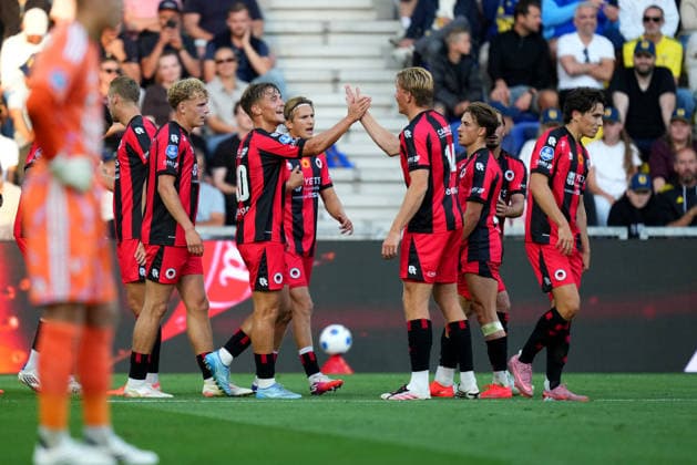 Eredivisie: SC Cambuur v Excelsior Rotterdam Leeuwarden - Daniel van Vianen of Excelsior Rotterdam, Noah Naujoks of Excelsior Rotterdam, Nolan Martens of Excelsior Rotterdam, Lennard Hartjes of Excelsior Rotterdam, Simon Janssen of Excelsior Rotterdam during the first competition round of the 2026 2027 Eredivisie season. The match is set between SC Cambuur and Excelsior Rotterdam at Kooi Stadion on 7 August 2026 in Leeuwarden, The Netherlands. (Hero Images Yannick Verhoeven) Copyright: xYannickxVerhoevenx