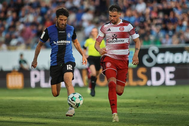 v.li.Vincent Thill (SV Waldhof Mannheim, 12),Yassine Bouchama (Fortuna Duesseldorf, 5) GER, SV Waldhof Mannheim gegen Fortuna Duesseldorf Fussball 1.Spieltag Spielzeit 2026 2027 07.08.2026 (DFL DFB REGULATIONS PROHIBIT ANY USE OF PHOTOGRAPHS as IMAGE SEQUENCES and or QUASI-VIDEO). GER SV Waldhof Mannheim gegen Fortuna Duesseldorf Fussball 1.Spieltag Spielzeit 2026 2027 01.08.2026 Mannheim *** v li Vincent Thill, SV Waldhof Mannheim, 12; Yassine Bouchama, Fortuna Düsseldorf, 5 GER, SV Waldhof Mannheim vs. Fortuna Düsseldorf, Soccer, Matchday 1, 2026–2027 Season, July 8, 2026. DFL and DFB regulations prohibit any use of photographs as image sequences and or quasi-video GER SV Waldhof Mannheim vs. Fortuna Düsseldorf, Soccer 1, Matchday, 2026–2027 Season, January 8, 2026, Mannheim Copyright: xEibner-Pressefoto JoergxHirschx EP_JHH