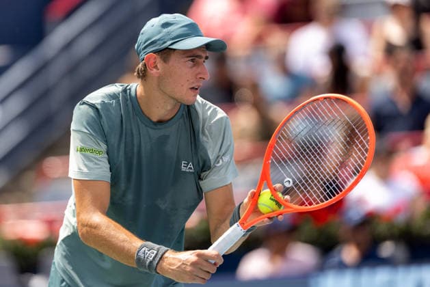 August 7, 2026, Montreal, Quebec, Canada: MATTEO ARNALDI (30) from Italia serving in match against Tallon Griekspoor from hederlands in third round at Canadian Open at IGA stadium in Montreal, Quebec, Canada on 2026-08-07 TENNIS: Canadian Open Montreal 2026  - ZUMAl189 20260807_zsp_l189_007 Copyright: xYannickxLegarex