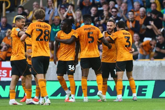 Adam Armstrong of Wolves celebrates scoring their sides first goal Wolverhampton Wanderers v Port Vale, EFL Carabao Cup, First Round, Football, Molineux, Wolverhampton, UK - 07 Aug 2026Wolverhampton Molineux United Kingdom EDITORIAL USE ONLY No use with unauthorised audio, video, data, fixture lists, club league logos or live services. Online in-match use limited to 120 images, no video emulation. No use in betting, games or single club league player publications.  Copyright: xPhilxOldham Shutterstockx 17050839ag