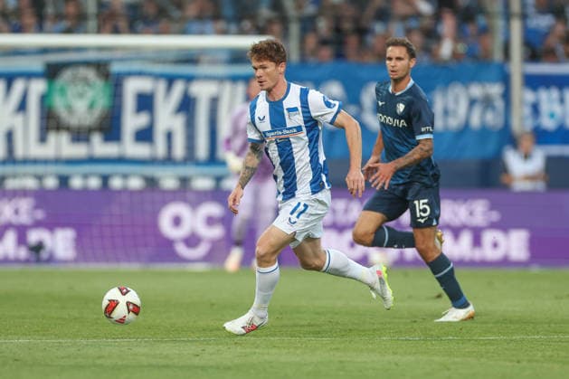 07.08.2026, Fussball, Saison 2026 2027, 2. Bundesliga, 1. Spieltag, VfL Bochum - Hertha BSC, v. l. Sebastian Gronning Grönning (Hertha BSC) Bochum Ruhrstadion Deutschland xRHR-FOTOx *** August 7, 2026, Soccer, 2026–2027 Season, 2. Bundesliga, Matchday 1, VfL Bochum vs. Hertha BSC, from left: Sebastian Gronning, Grönning, Hertha BSC, Bochum, Ruhrstadion, Germany xRHR PHOTOx Copyright: RHR-FOTOx RHR-FOTO
