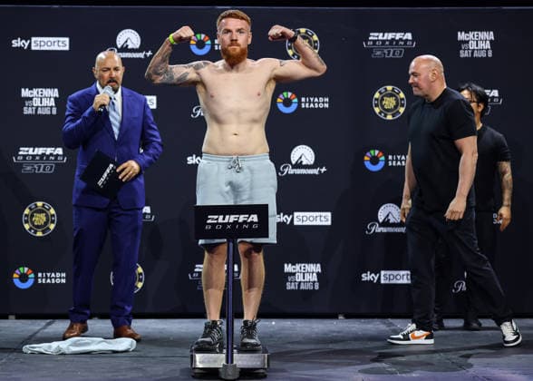 Zuffa Boxing 10 Aaron McKenna vs Etinosa Oliha Weigh-In, 3Arena, Dublin 7 8 2026 Owen O Neill and UFC CEO and President Dana White Owen O Neill and Dana White 7 8 2026  Copyright: xx BB3_6577