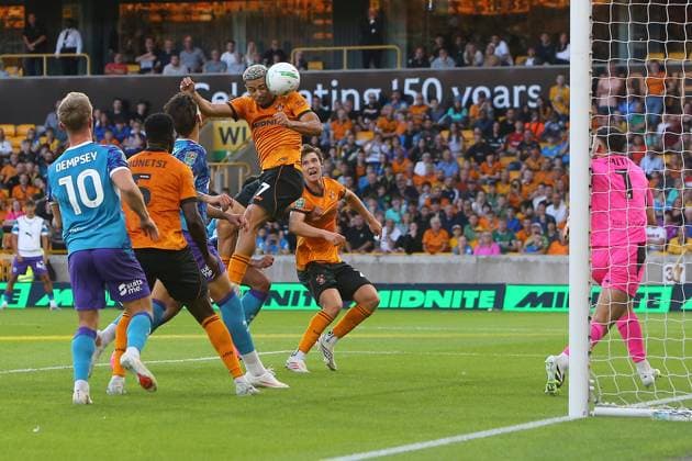 Andre of Wolves scores their sides second goal Wolverhampton Wanderers v Port Vale, EFL Carabao Cup, First Round, Football, Molineux, Wolverhampton, UK - 07 Aug 2026Wolverhampton Molineux United Kingdom EDITORIAL USE ONLY No use with unauthorised audio, video, data, fixture lists, club league logos or live services. Online in-match use limited to 120 images, no video emulation. No use in betting, games or single club league player publications.  Copyright: xPhilxOldham Shutterstockx 17050839ap