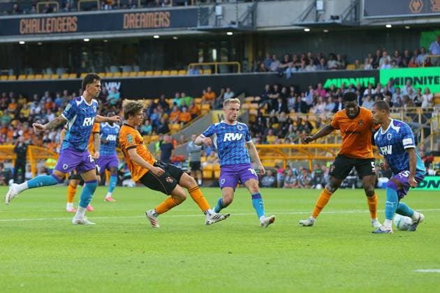 Fer Lopez of Wolves scores their sides third goal Wolverhampton Wanderers v Port Vale, EFL Carabao Cup, First Round, Football, Molineux, Wolverhampton, UK - 07 Aug 2026Wolverhampton Molineux United Kingdom EDITORIAL USE ONLY No use with unauthorised audio, video, data, fixture lists, club league logos or live services. Online in-match use limited to 120 images, no video emulation. No use in betting, games or single club league player publications.  Copyright: xPhilxOldham Shutterstockx 17050839au