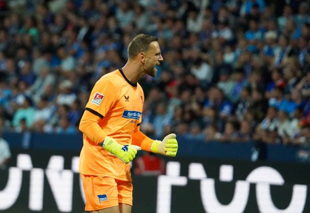 Deutschland: Fussball 2.Bundesliga 2026 2027, 1. Spieltag - VfL Bochum vs Hertha BSC - Vonovia Ruhrstadion (Bochum): Torjubel zum Marius Gersbeck (Hertha BSC, 35) *** Germany Soccer 2. Bundesliga 2026–2027, Matchday 1: VfL Bochum vs. Hertha BSC at Vonovia Ruhrstadion in Bochum; Goal celebration for Marius Gersbeck of Hertha BSC, 35 Copyright: xAymanxAlahmedx