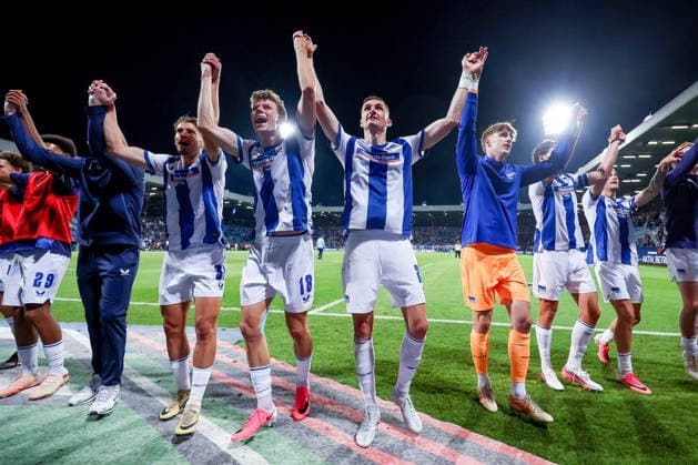 08.07.2026, Fußball, VfL Bochum - Hertha BSC, 2. Fußball-Bundesliga, 1. Spieltag, Vonovia Ruhrstadion, Saison 2026 2027: Abschlussjubel nach dem 1:0 Sieg für Hertha BSC. Marton Dardai (Hertha BSC 31) Luca Schuler (Hertha BSC 18) Niklas Kolbe (Hertha BSC 27) DFB regulations prohibit any use of photographs as image sequences and or quasi-video. Nordrhein-Westfalen Deutschland *** July 8, 2026, Soccer, VfL Bochum vs. Hertha BSC, 2. Bundesliga, Matchday 1, Vonovia Ruhrstadion, 2026–2027 Season: Celebrations after Hertha BSC’s 1–0 victory. Marton Dardai (Hertha BSC 31), Luca Schuler (Hertha BSC 18), Niklas Kolbe (Hertha BSC 27). DFB regulations prohibit any use of photographs as image sequences and or quasi-video. NorthRhineland-Westphalia, Germany