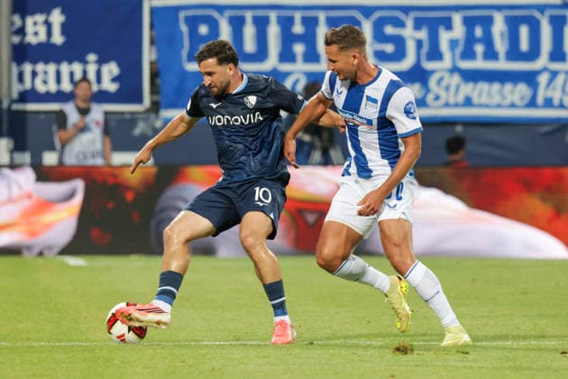 07.08.2026, xgrfx, Fussball 2.Bundesliga, VfL Bochum - Hertha BSC Berlin v.l. Berkan Taz (VfL Bochum), Paul Seguin (Hertha BSC) (DFL DFB REGULATIONS PROHIBIT ANY USE OF PHOTOGRAPHS as IMAGE SEQUENCES and or QUASI-VIDEO) Bochum *** August 7, 2026, xgrfx, Soccer 2. Bundesliga, VfL Bochum vs. Hertha BSC Berlin, featuring Berkan Taz (VfL Bochum) and Paul Seguin (Hertha BSC). DFL and DFB regulations prohibit any use of photographs as image sequences and or quasi-video. Bochum