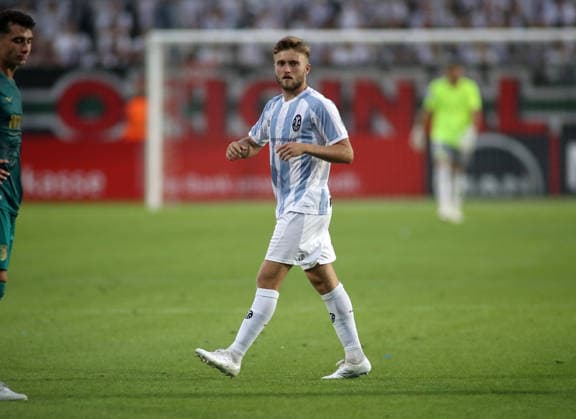 Fussball, Herren, Regionalliga Bayern, Saison 2026 2027, TSV 1860 München - FC Augsburg II, Grünwalder Stadion Matthew Collins (TSV 1860 München) auf dem Spielfeld *** Soccer, Men s, Bavarian Regional League, 2026–2027 Season, TSV 1860 Munich vs. FC Augsburg II, Grünwalder Stadium; Matthew Collins of TSV 1860 Munich on the field