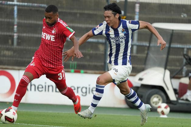 07.08.2026, Fussball, Köln, Testspiel, Freundschaftsspiel, s1.FC Köln vs Real Sociedad San Sebastian , Franz Kremer Stadion Köln, Linton Maina,FC Köln ,Kita Kazunari, Real Sociedad san sebastian *** August 7, 2026, Soccer, Cologne, Exhibition Match, Friendly Match, s1 FC Cologne vs. Real Sociedad San Sebastián, Franz Kremer Stadium, Cologne, Linton Maina, FC Cologne, Kita Kazunari, Real Sociedad San Sebastián