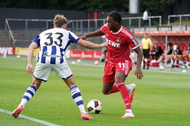 07.08.2026, Fussball, Köln, Testspiel, Freundschaftsspiel, s1.FC Köln vs Real Sociedad San Sebastian , Franz Kremer Stadion Köln, Inaki Ruperez, Real Sociedad san sebastian , Reigan Heskey FC Köln *** August 7, 2026, Soccer, Cologne, Exhibition Match, Friendly Match, s1 FC Cologne vs. Real Sociedad San Sebastián, Franz Kremer Stadium, Cologne, Inaki Ruperez, Real Sociedad San Sebastián, Reigan Heskey, FC Cologne